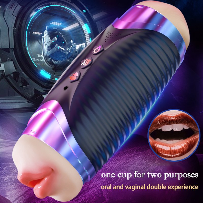 Dual-Head Automatic Male Masturbator with Oral & Vagina Modes, 42°C Heating and Voice Interaction – Velvia Wellness UAE