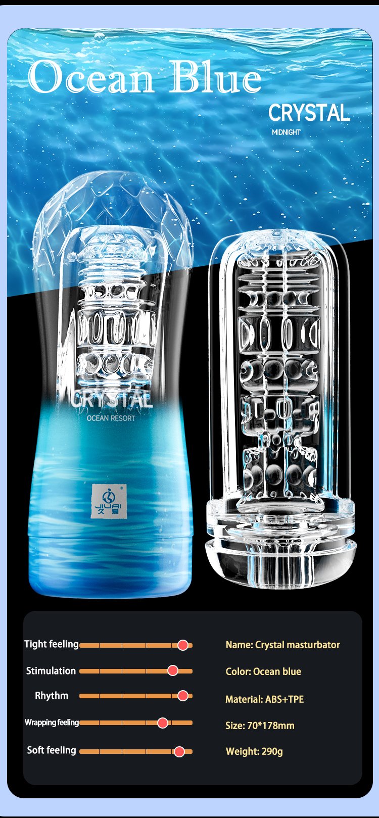 Crystal Transparent Male Masturbator Cup – Spiral Suction, Vaginal Wrap Texture, Available in UAE Dubai Abu Dhabi
