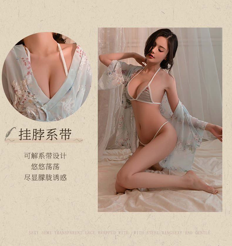 Yukata style sexy lingerie set with satin ribbon in UAE