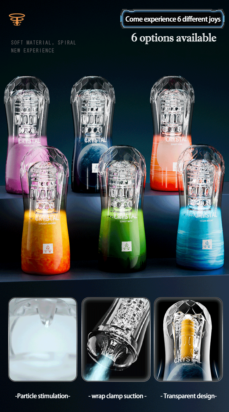 Crystal Transparent Male Masturbator Cup – Spiral Suction, Vaginal Wrap Texture, Available in UAE Dubai Abu Dhabi
