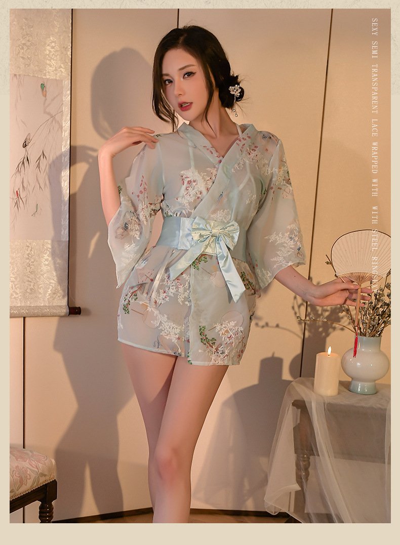 Yukata style sexy lingerie set with satin ribbon in UAE