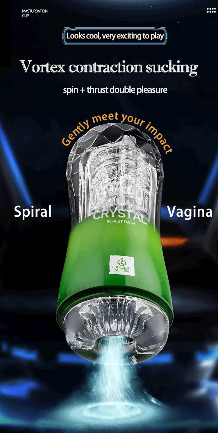 Crystal Transparent Male Masturbator Cup – Spiral Suction, Vaginal Wrap Texture, Available in UAE Dubai Abu Dhabi
