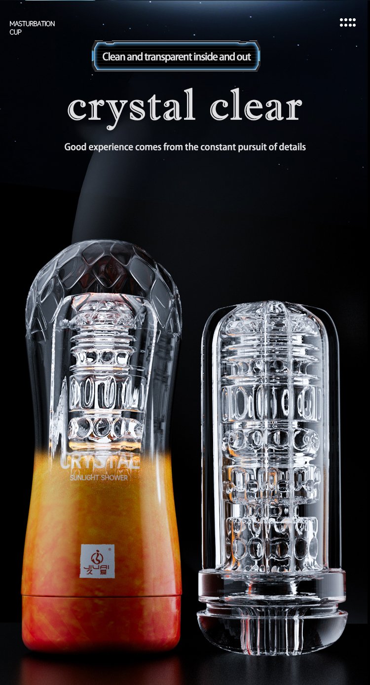 Crystal Transparent Male Masturbator Cup – Spiral Suction, Vaginal Wrap Texture, Available in UAE Dubai Abu Dhabi
