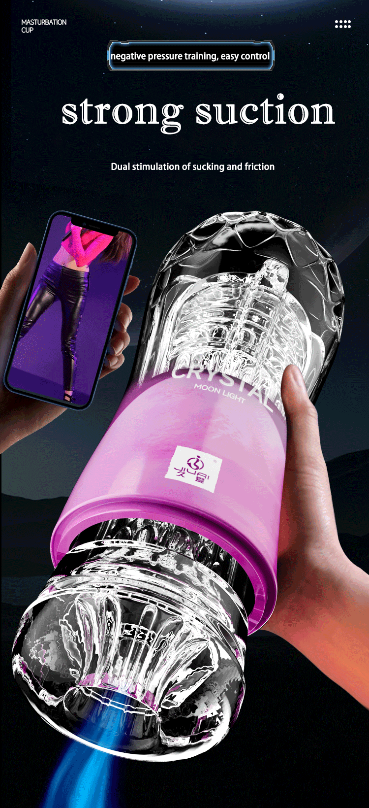 Crystal Transparent Male Masturbator Cup – Spiral Suction, Vaginal Wrap Texture, Available in UAE Dubai Abu Dhabi
