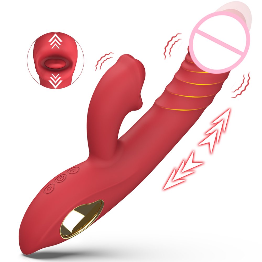 Velvia Emma Red Lips triple-action telescoping vibrator